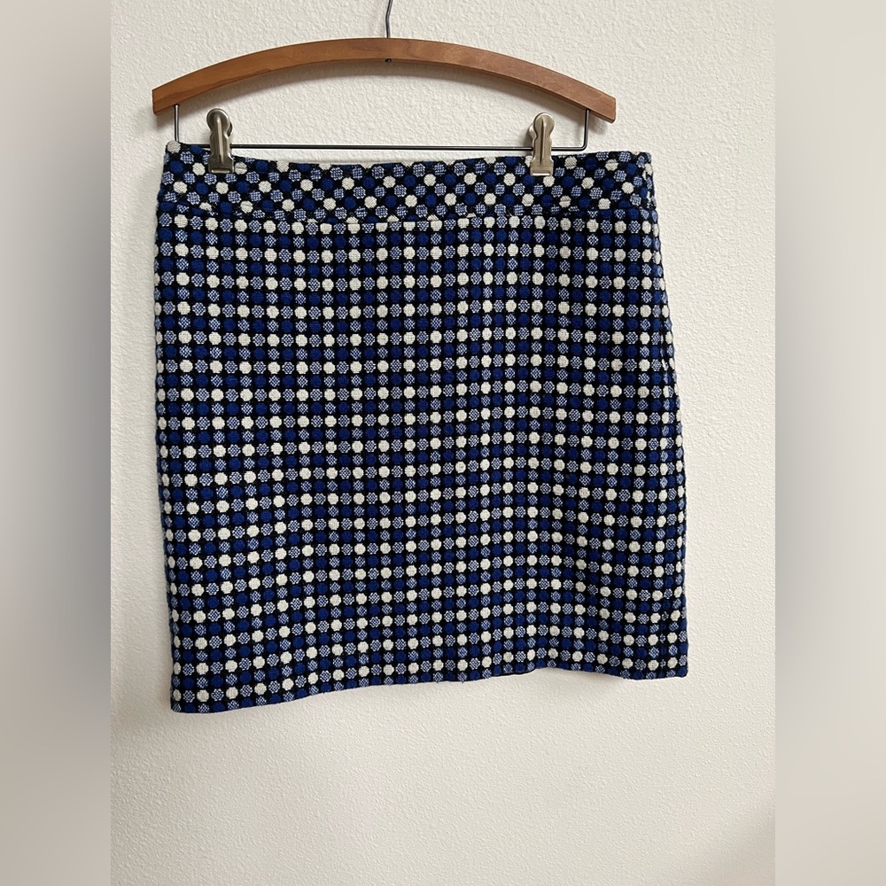 Talbots Black & Blue Wool Retro Dot Skirt | Pencil Skirt | Mini Skirt | Size 12P